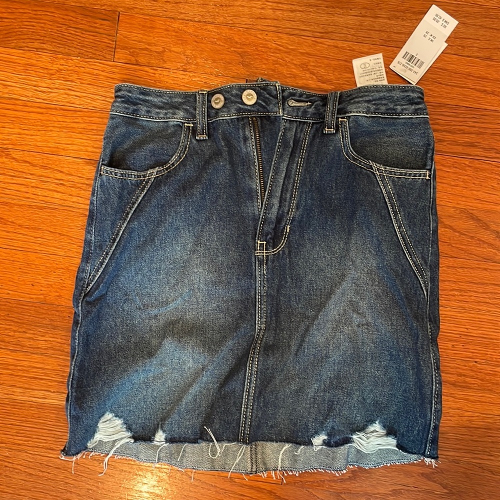 hollister ultra high rise jean skirt